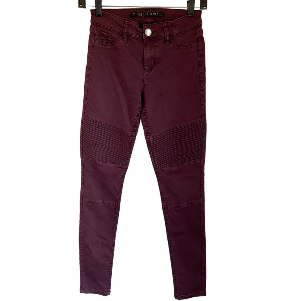Tinseltown Maroon High Rise Skinny Jeans Boyfriend 1 Twilight Emo Alternative